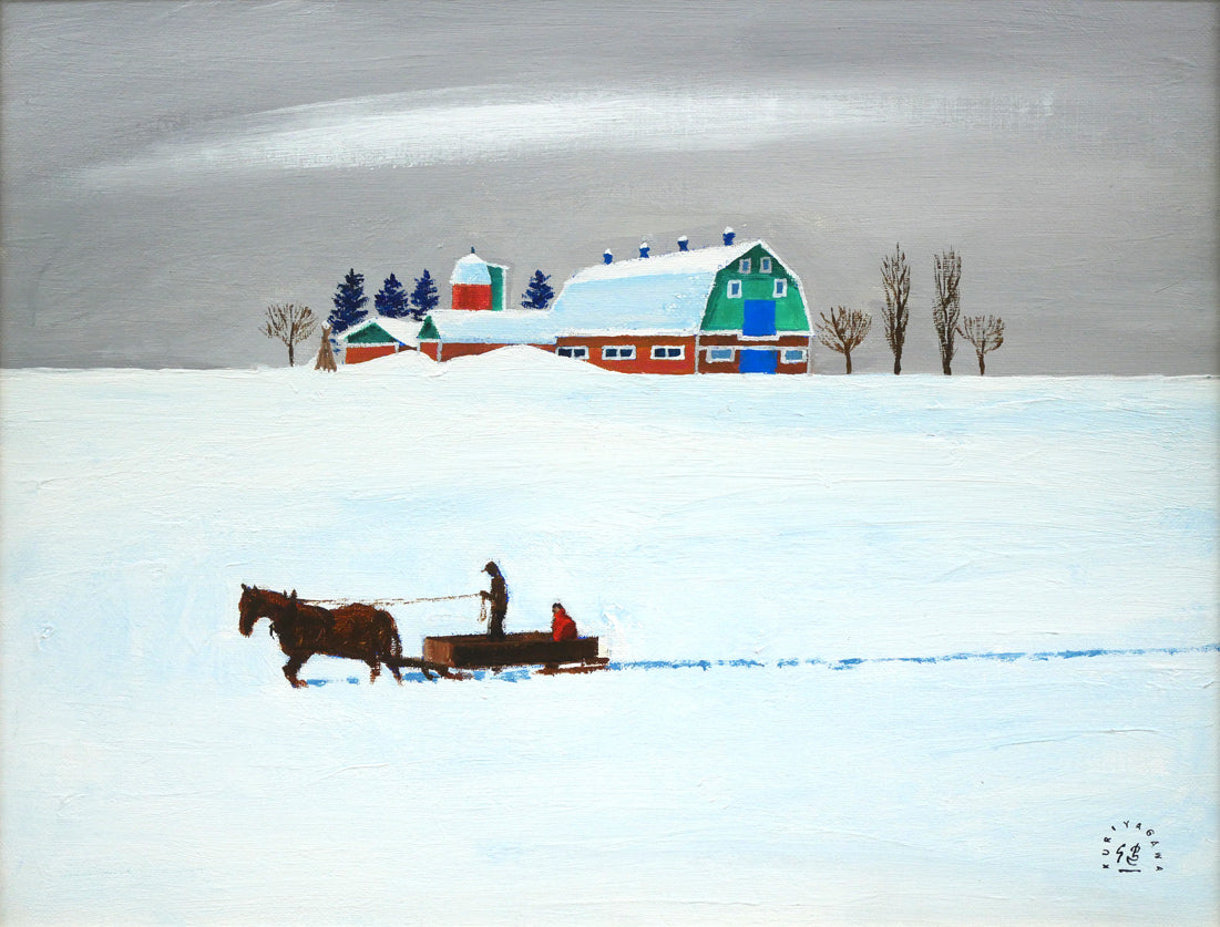栗谷川健一「鈴の音がゆく（馬橇）」油絵・F6号　作品全体拡大画像