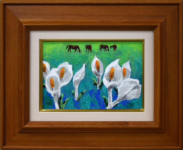 奥谷博「能面」油絵・F5号