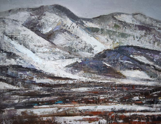 黒沢信男「曇日雪景」油絵・F6号　拡大画像1