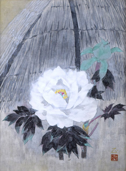黒澤正「冬牡丹」日本画・共シール　作品全体画像