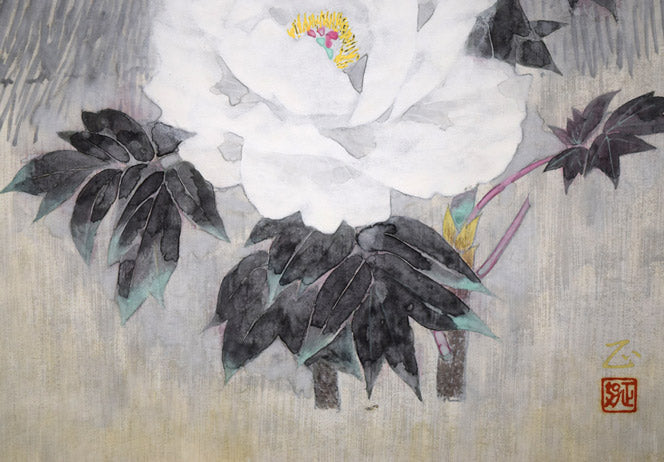 黒澤正「冬牡丹」日本画・共シール　拡大画像3
