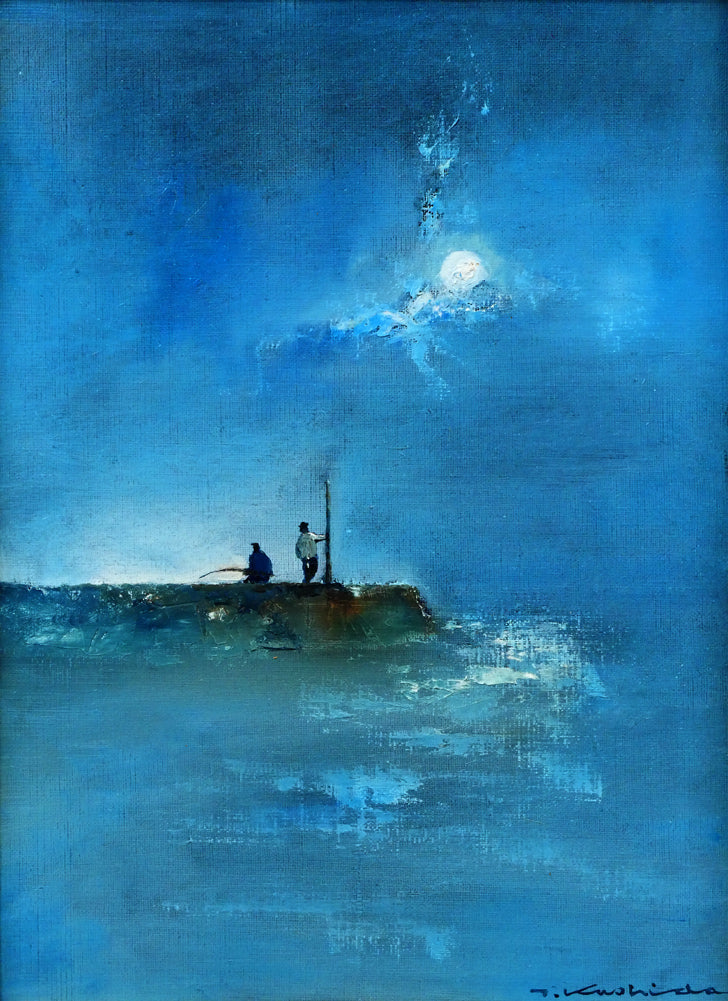 串田都美雄「語り」油絵・F4号　作品全体画像