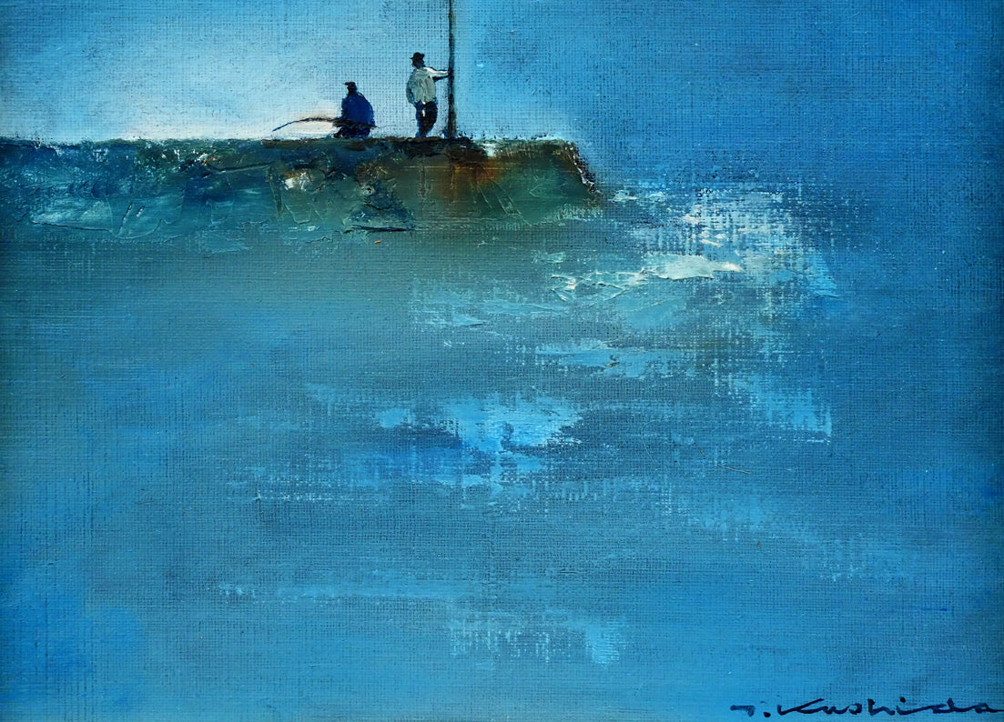 串田都美雄「語り」油絵・F4号　拡大画像3