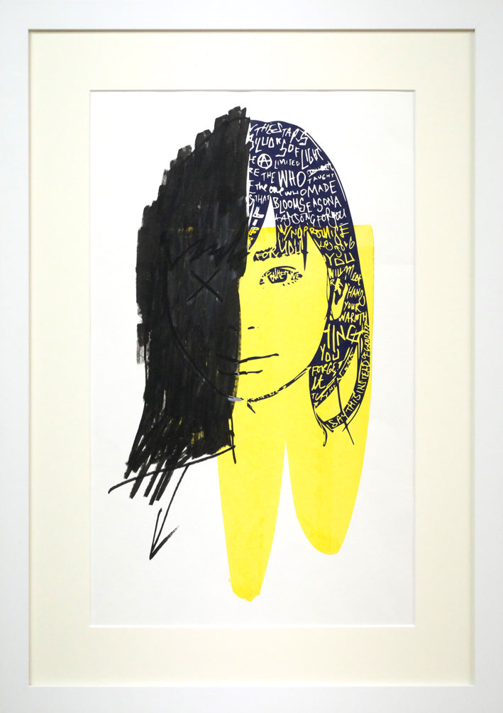 KYNE・内田洋一朗の合作「Untitled」シルクスクリーン版画に手彩色（黒マーカー）