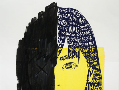 KYNE・内田洋一朗の合作「Untitled」シルクスクリーン版画に手彩色（黒マーカー）　拡大画像1