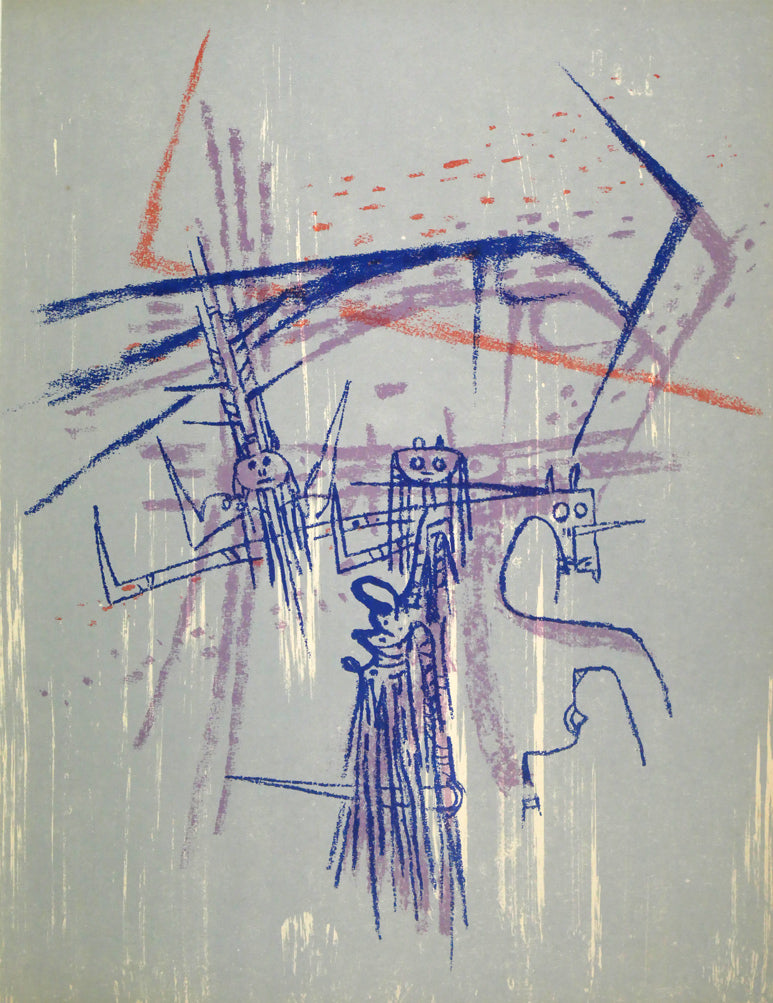 ウィフレド　ラム(Wifredo　LAM)「Les　affinités　ambigues」オリジナルリトグラフ　作品全体拡大画像