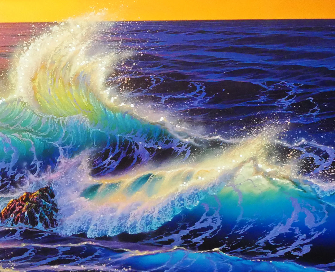 クリスチャン　ラッセン（Christian　Lassen）「マウイドーン（ハワイ販売品）」ミクスドメディア版画・手彩色　拡大画像7