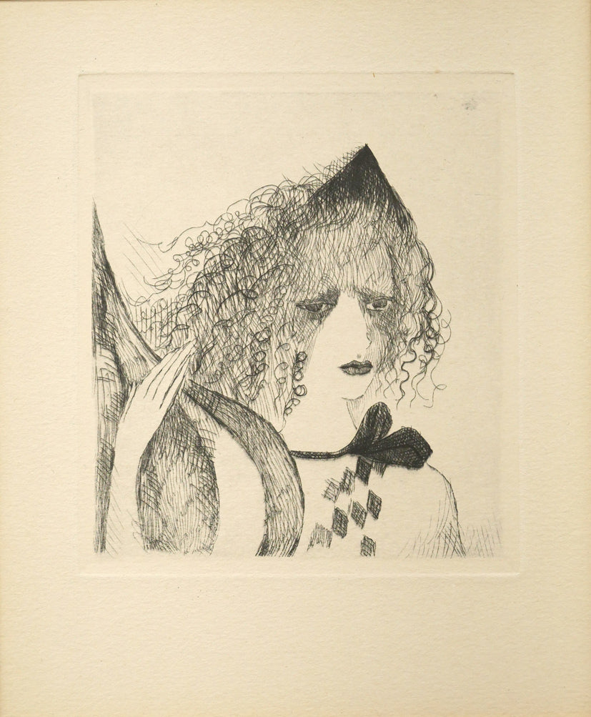 マリー　ローランサン（Marie　Laurencin）「エアの尼僧院長」エッチング（銅版画）　作品全体画像