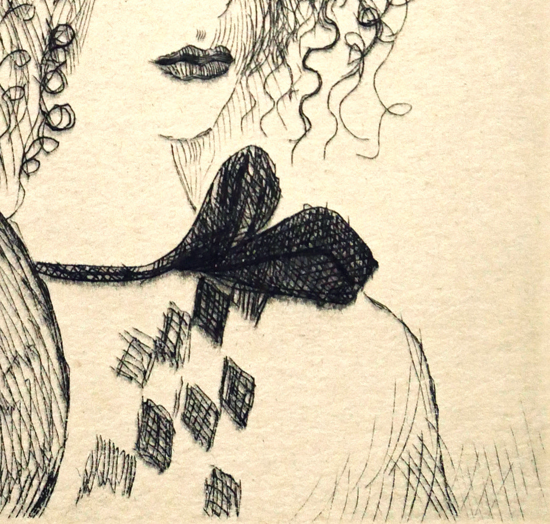 マリー　ローランサン（Marie　Laurencin）「エアの尼僧院長」エッチング（銅版画）　拡大画像4