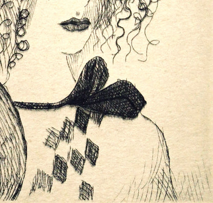 マリー　ローランサン（Marie　Laurencin）「エアの尼僧院長」エッチング（銅版画）　拡大画像4