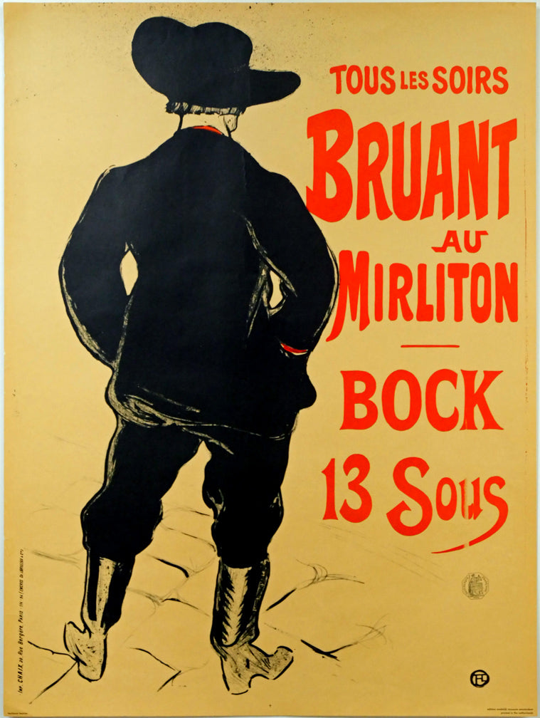 アンリ・ド・トゥールーズ＝ロートレック（Henri　de　TOULOUSE=LAUTREC）「Aristide　Bruant」リトポスター　作品シート全体画像