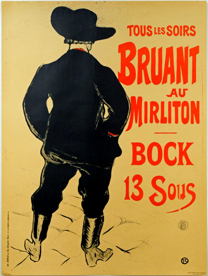 アンリ・ド・トゥールーズ＝ロートレック（Henri　de　TOULOUSE=LAUTREC）「Aristide　Bruant」リトポスター　作品シート全体画像
