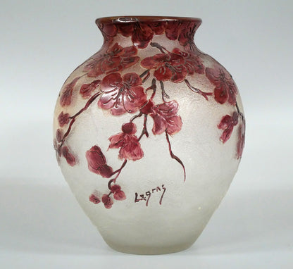 フランソワ＝テオドール　ルグラ（François-Théodore　Legras）「花文花瓶」酸化腐蝕彫りガラス　全体画像1