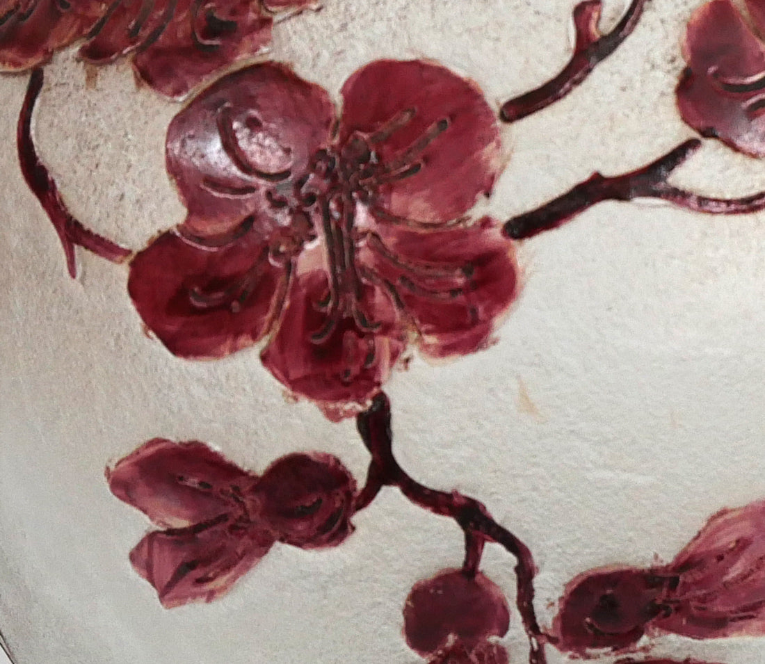 フランソワ＝テオドール　ルグラ（François-Théodore　Legras）「花文花瓶」酸化腐蝕彫りガラス　拡大画像1