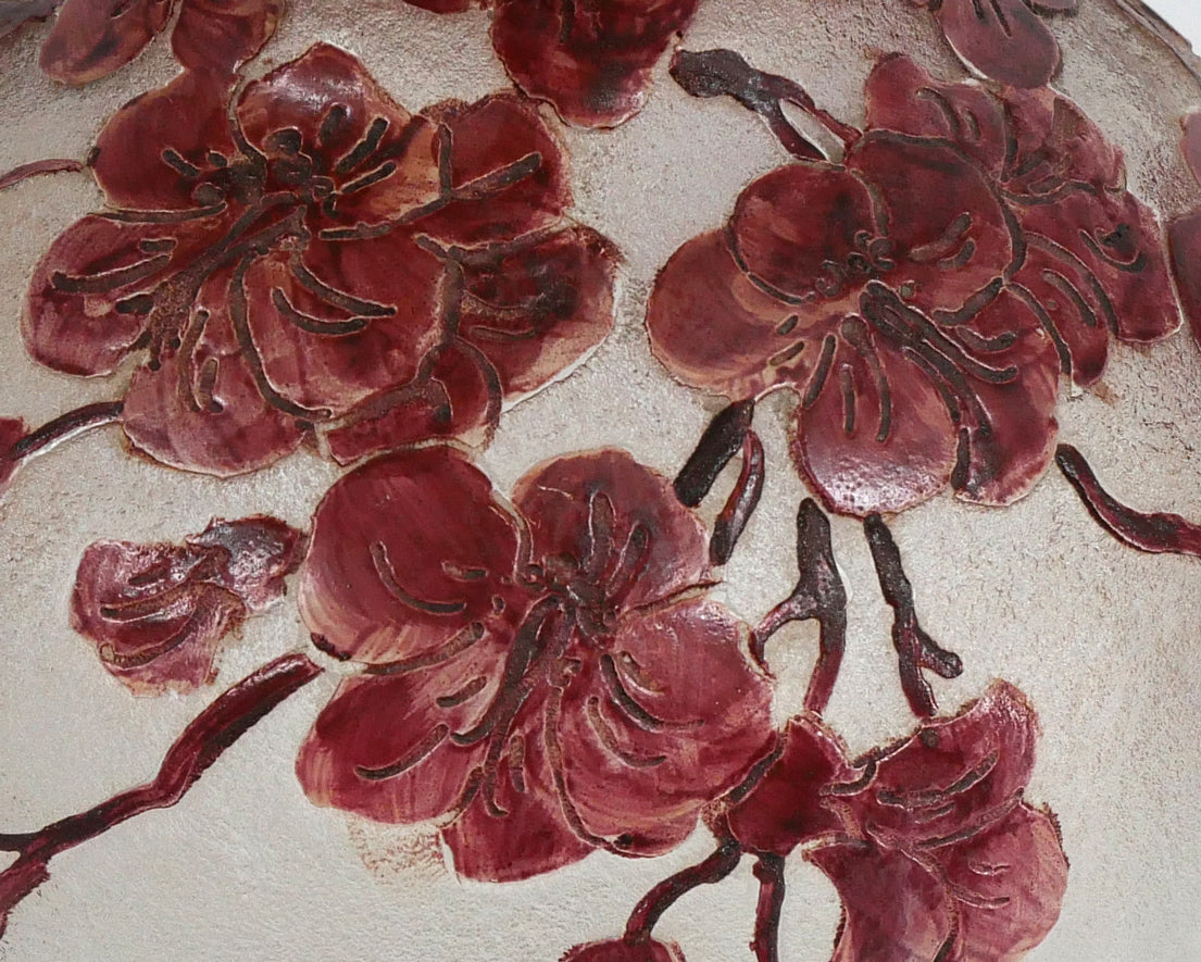 フランソワ＝テオドール　ルグラ（François-Théodore　Legras）「花文花瓶」酸化腐蝕彫りガラス　拡大画像2