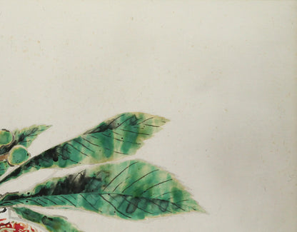 前田青邨「赤絵壷」日本画・P10号　拡大画像2