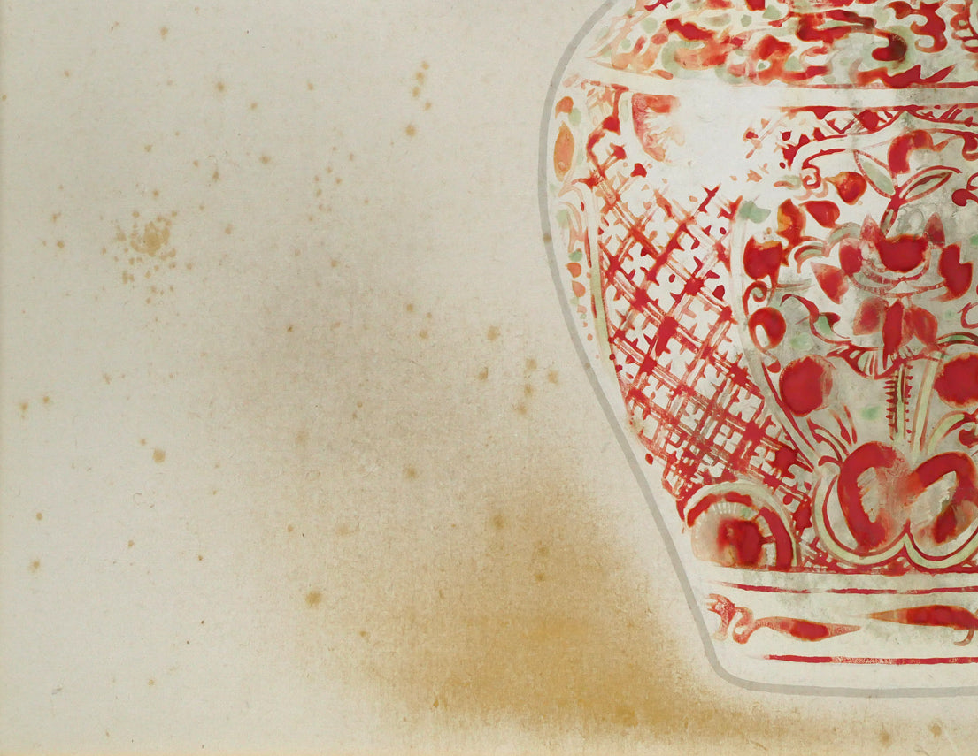 前田青邨「赤絵壷」日本画・P10号　拡大画像3