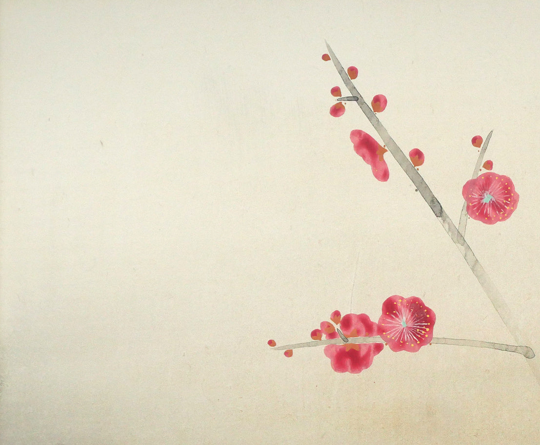 前田青邨「紅梅」日本画・10号大　拡大画像1