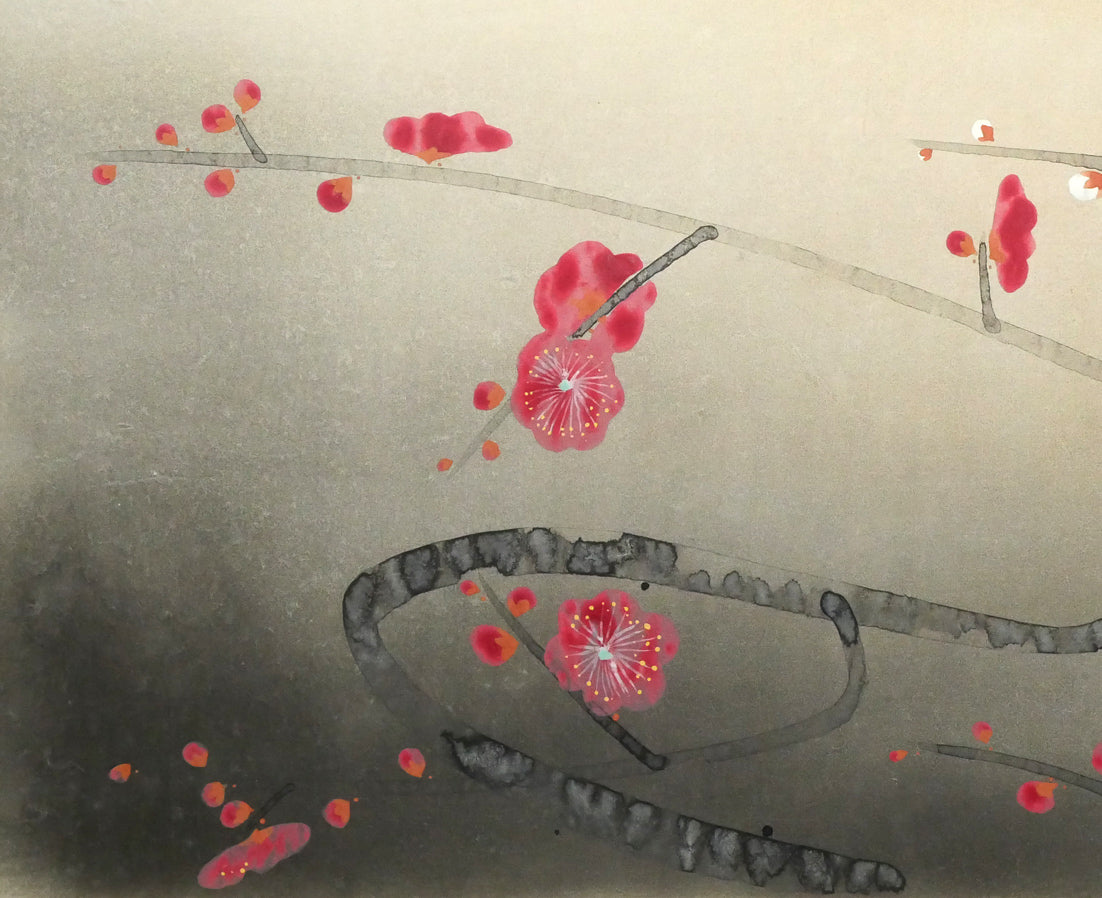 前田青邨「紅梅」日本画・10号大　拡大画像3