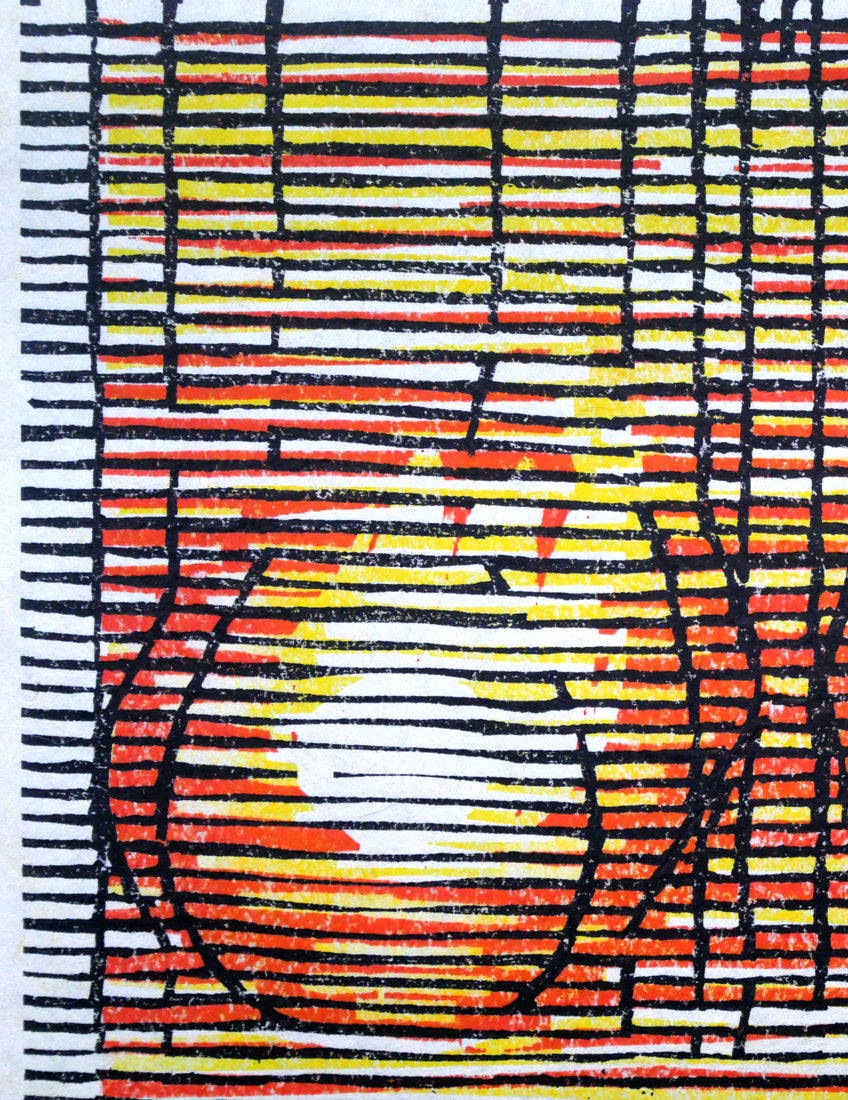 真栄田義次「LA」木版画　拡大画像1