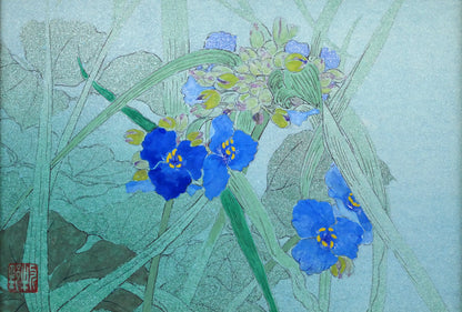 牧野一泉「つゆ草」日本画・SM　作品全体画像