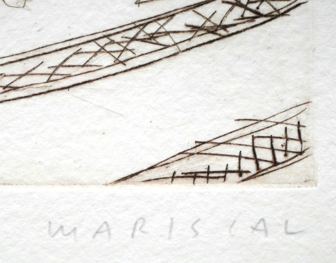 ハビエル　マリスカル（JAVIER　MARISCAL）「ラクダのいる風景」銅版画　本人直筆鉛筆サイン