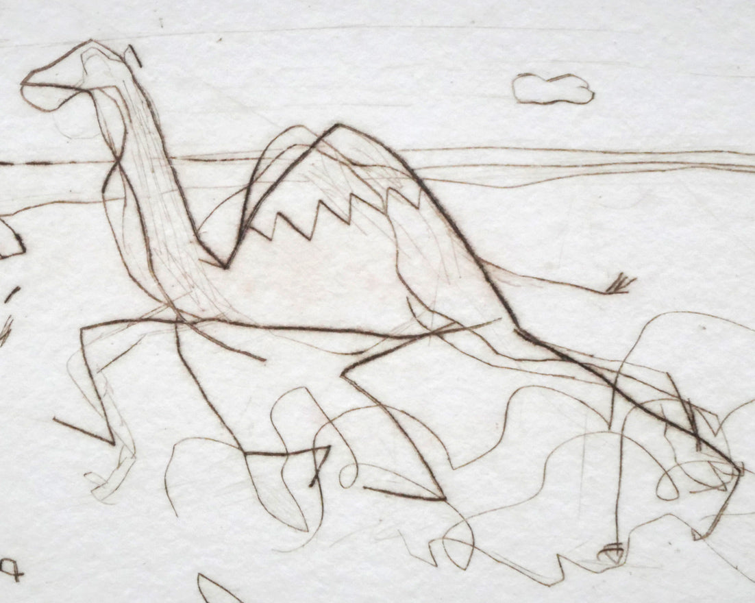 ハビエル　マリスカル（JAVIER　MARISCAL）「ラクダのいる風景」銅版画　拡大画像6