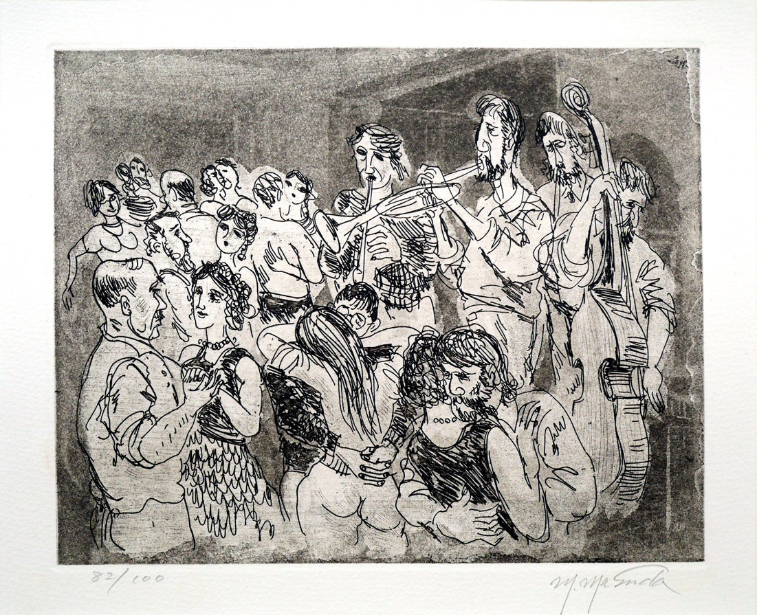 増田誠「レ・ミュジシャン」銅版画　作品全体画像