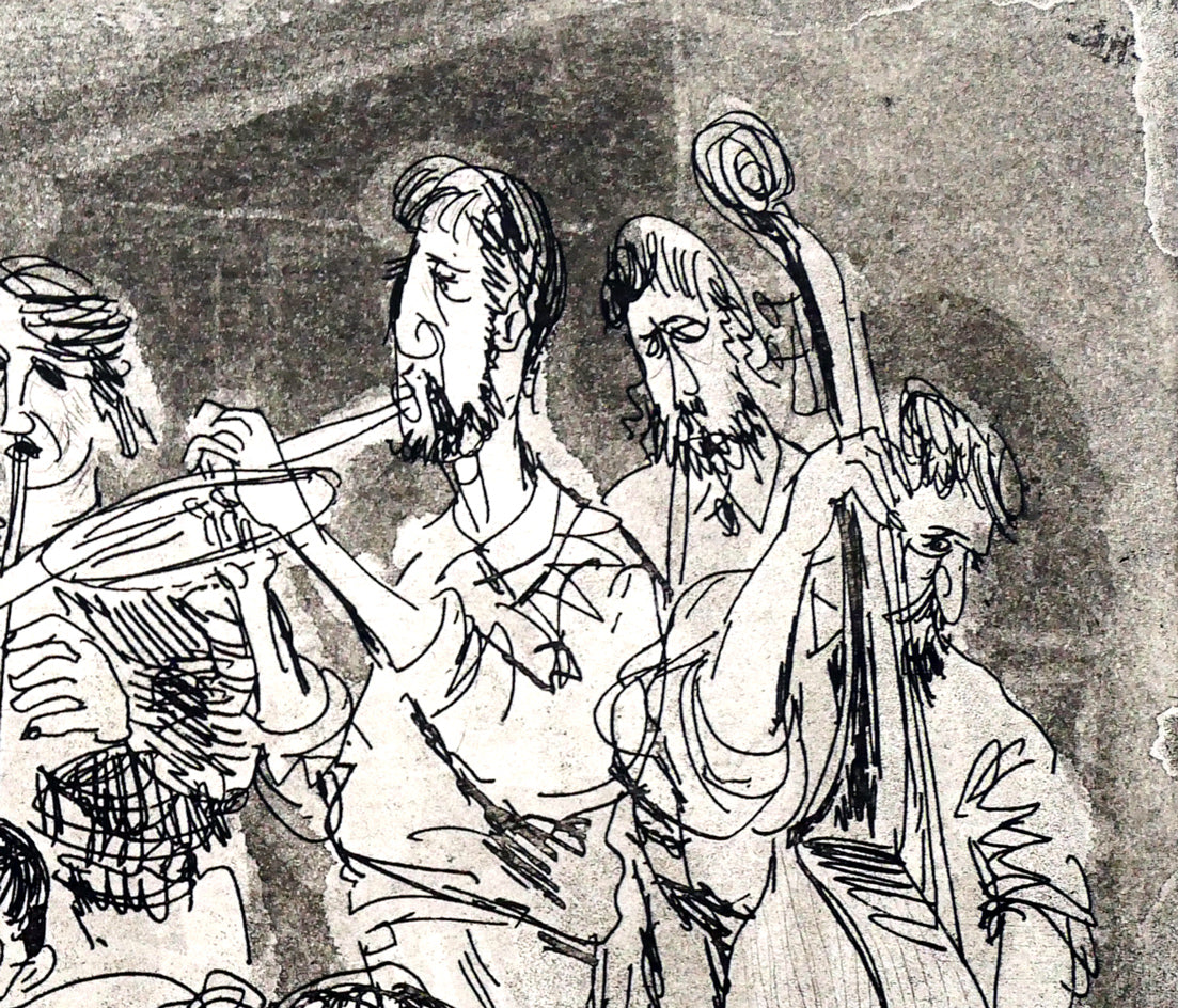 増田誠「レ・ミュジシャン」銅版画　拡大画像2