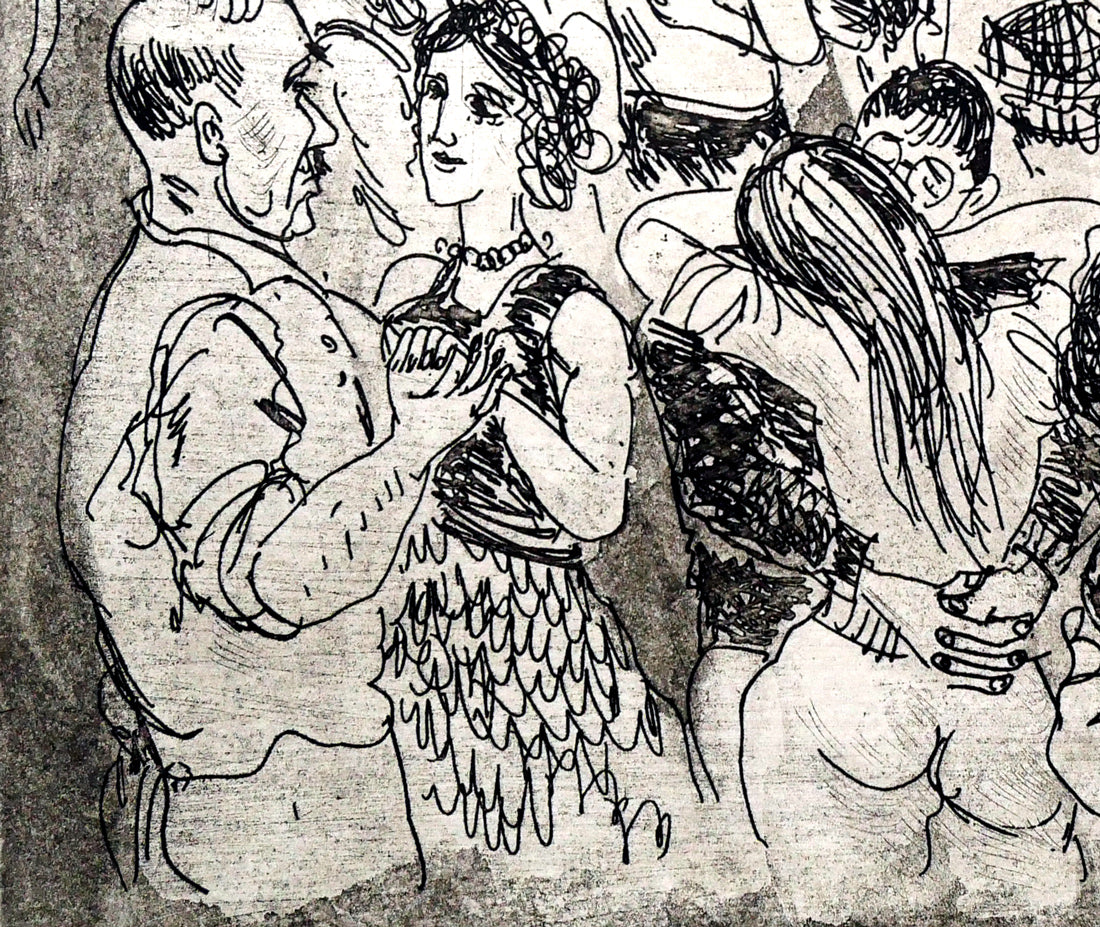 増田誠「レ・ミュジシャン」銅版画　拡大画像3