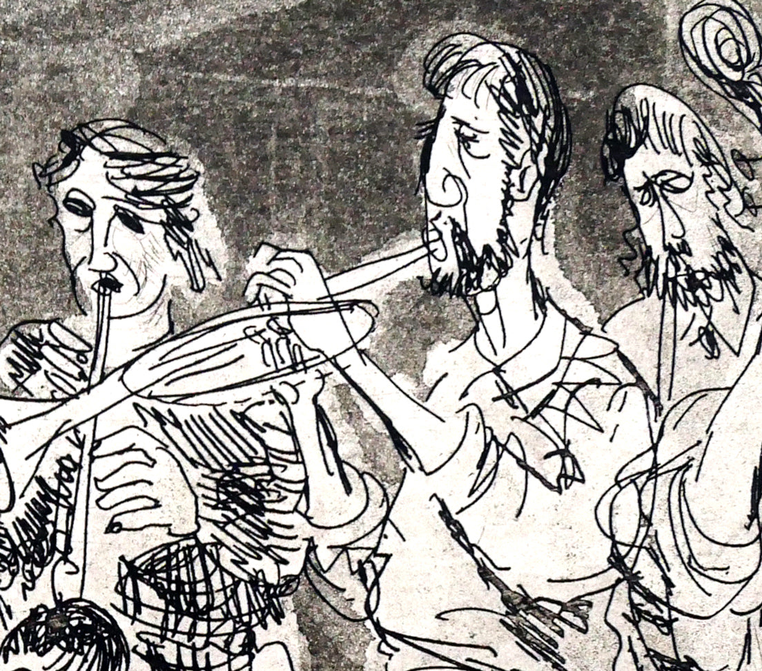 増田誠「レ・ミュジシャン」銅版画　拡大画像5
