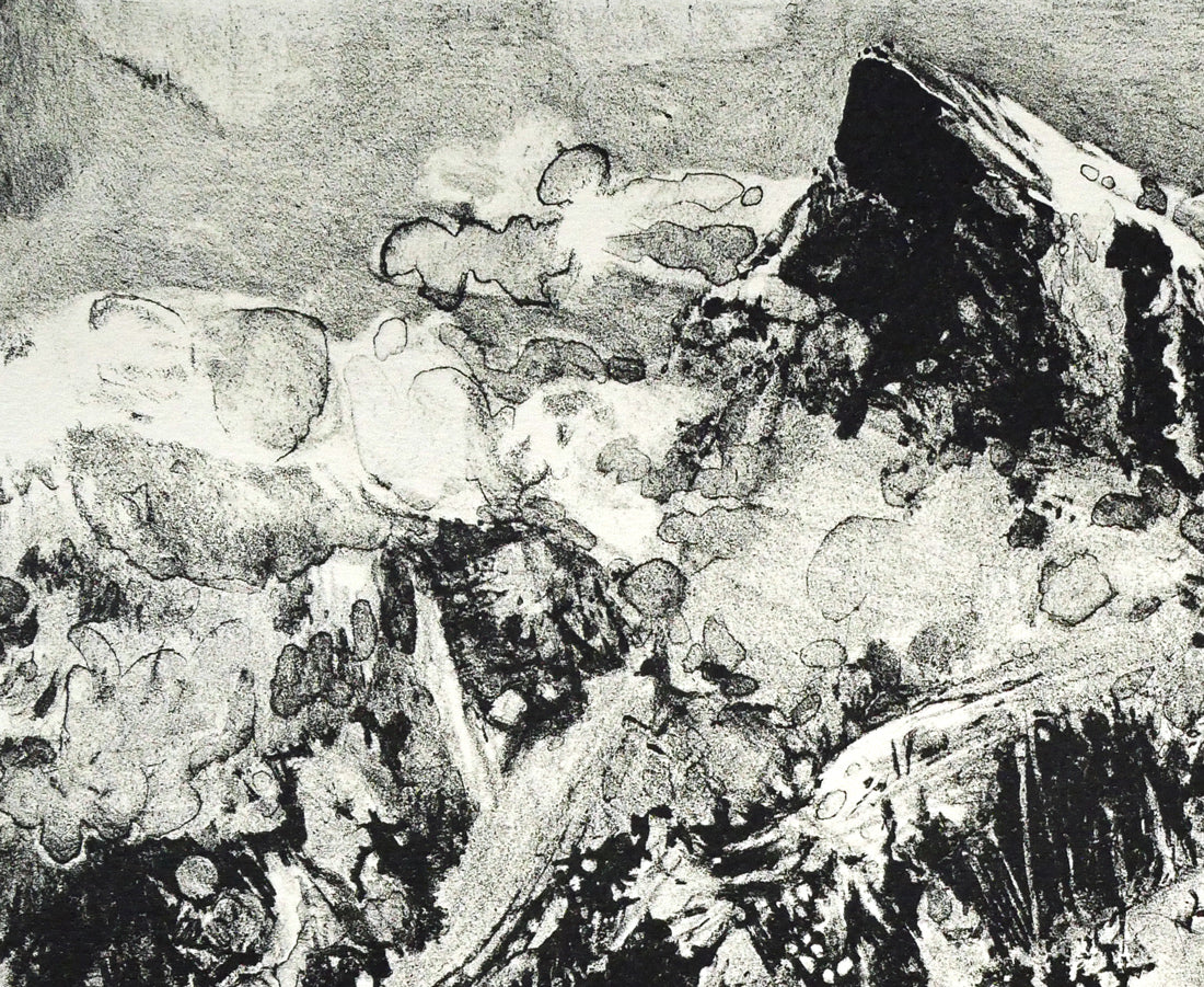 増田誠「ユングフラウ（スイス・アルプス山脈）」リトグラフ　拡大画像1