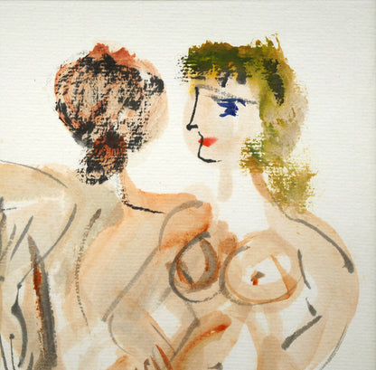 増田誠「裸婦（三人）」水彩画・色紙　拡大画像3