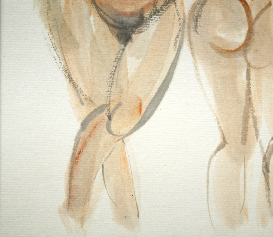 増田誠「裸婦（三人）」水彩画・色紙　拡大画像5