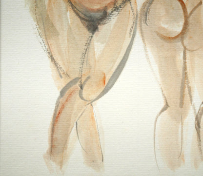 増田誠「裸婦（三人）」水彩画・色紙　拡大画像5