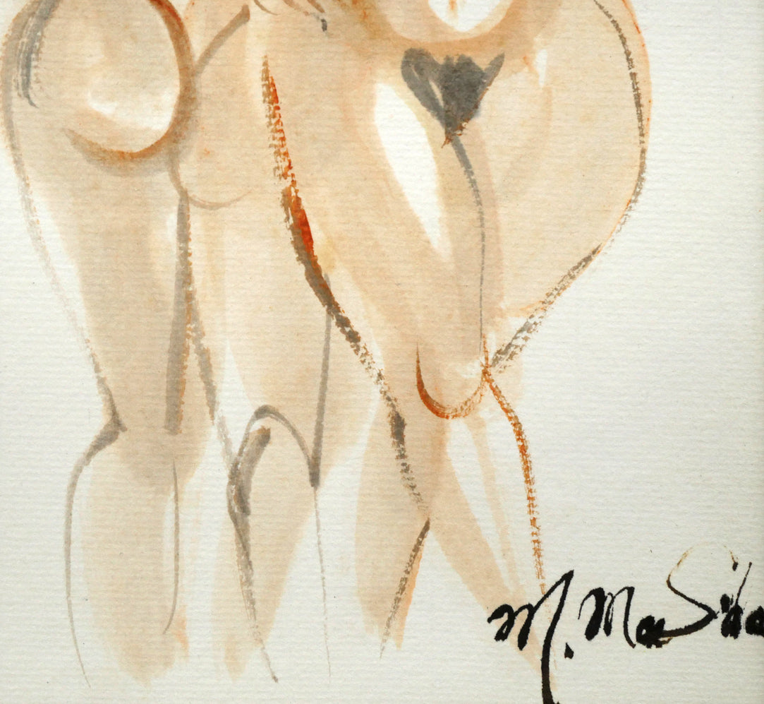 増田誠「裸婦（三人）」水彩画・色紙　拡大画像6