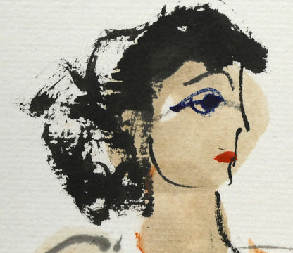 増田誠「裸婦（三人）」水彩画・色紙　拡大画像2