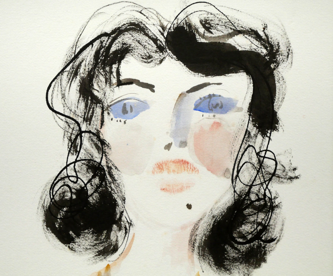 増田誠「少女」水彩画・色紙　拡大画像1