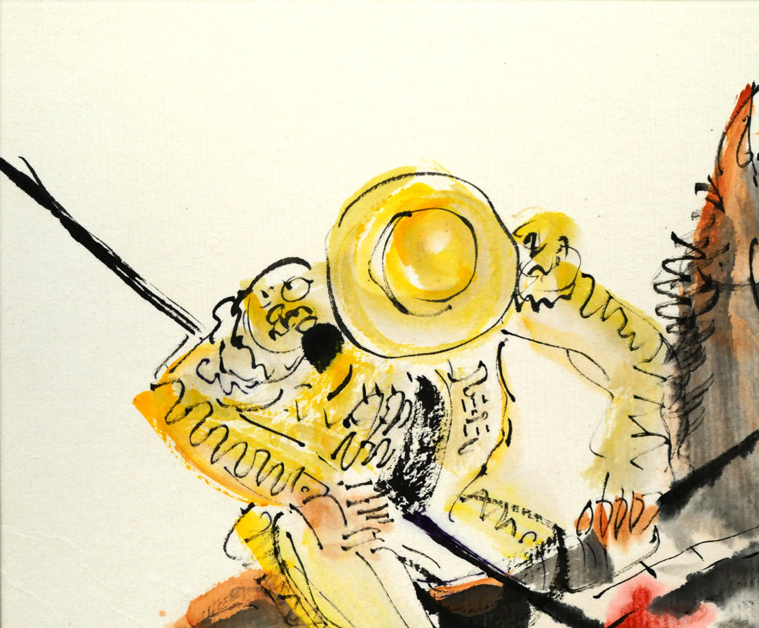増田誠「斗牛（闘牛）」水彩画・色紙　拡大画像1