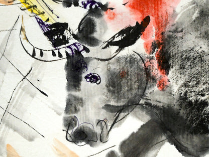 増田誠「斗牛（闘牛）」水彩画・色紙　拡大画像6