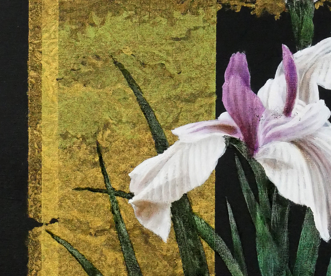 増本憲樹「大宰府の花開運縁起図（菖蒲寂韻）」油絵・F3号　拡大画像3