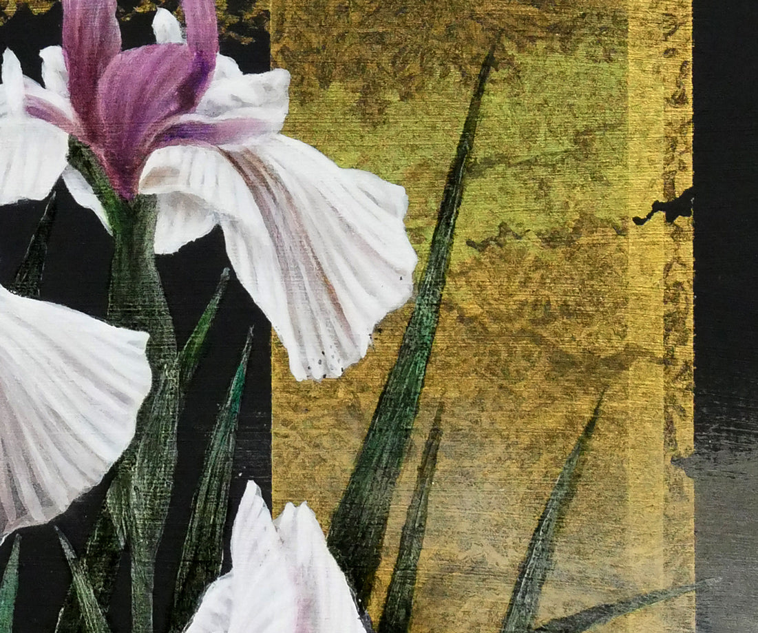 増本憲樹「大宰府の花開運縁起図（菖蒲寂韻）」油絵・F3号　拡大画像5