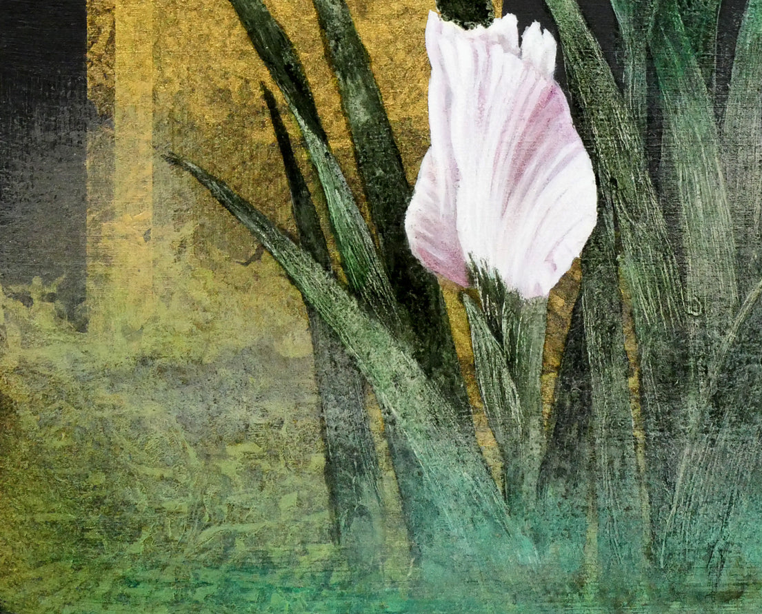 増本憲樹「大宰府の花開運縁起図（菖蒲寂韻）」油絵・F3号　拡大画像6