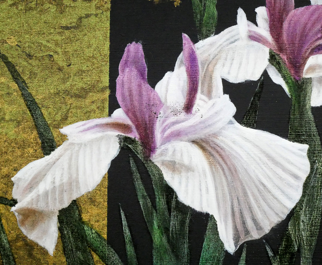 増本憲樹「大宰府の花開運縁起図（菖蒲寂韻）」油絵・F3号　拡大画像4