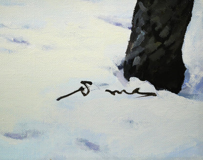松田小夜子「厳冬の道庁」油絵・P10号　サイン画像