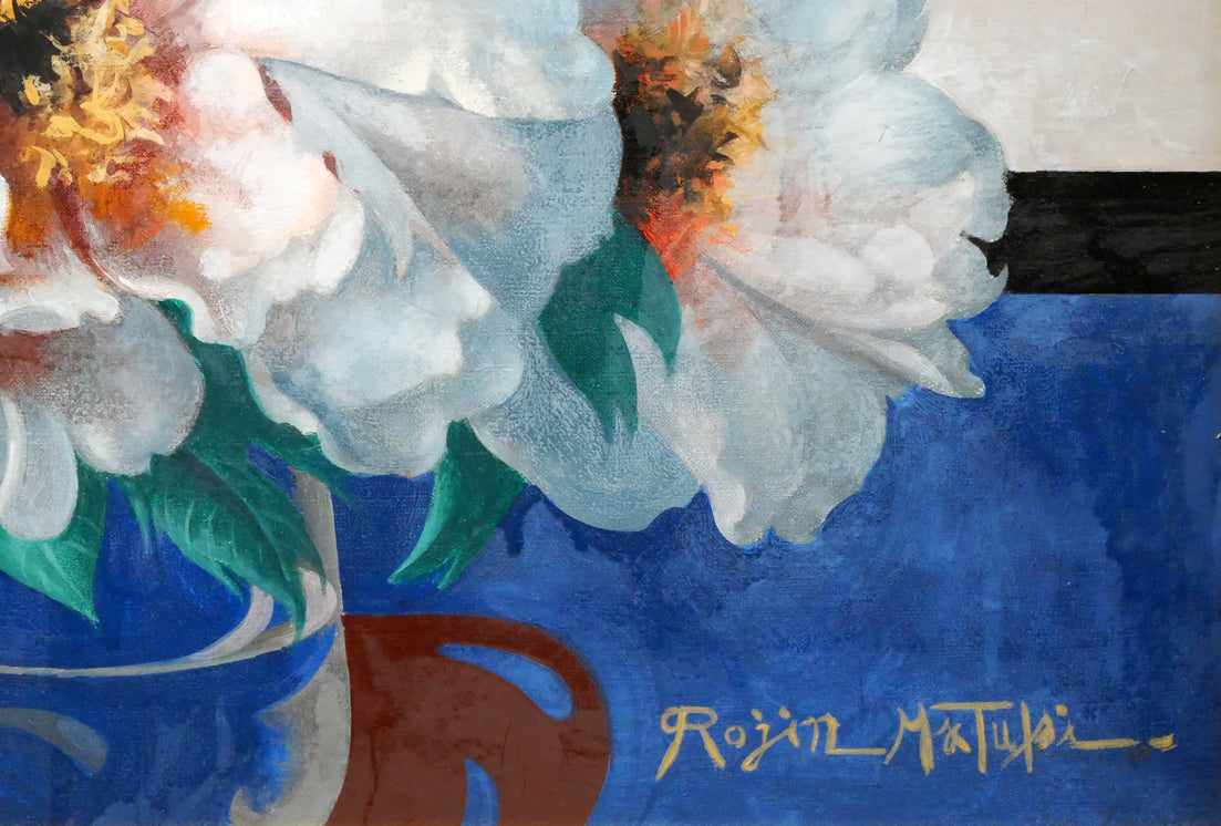 松樹路人「牡丹」油絵・M12号　拡大画像4