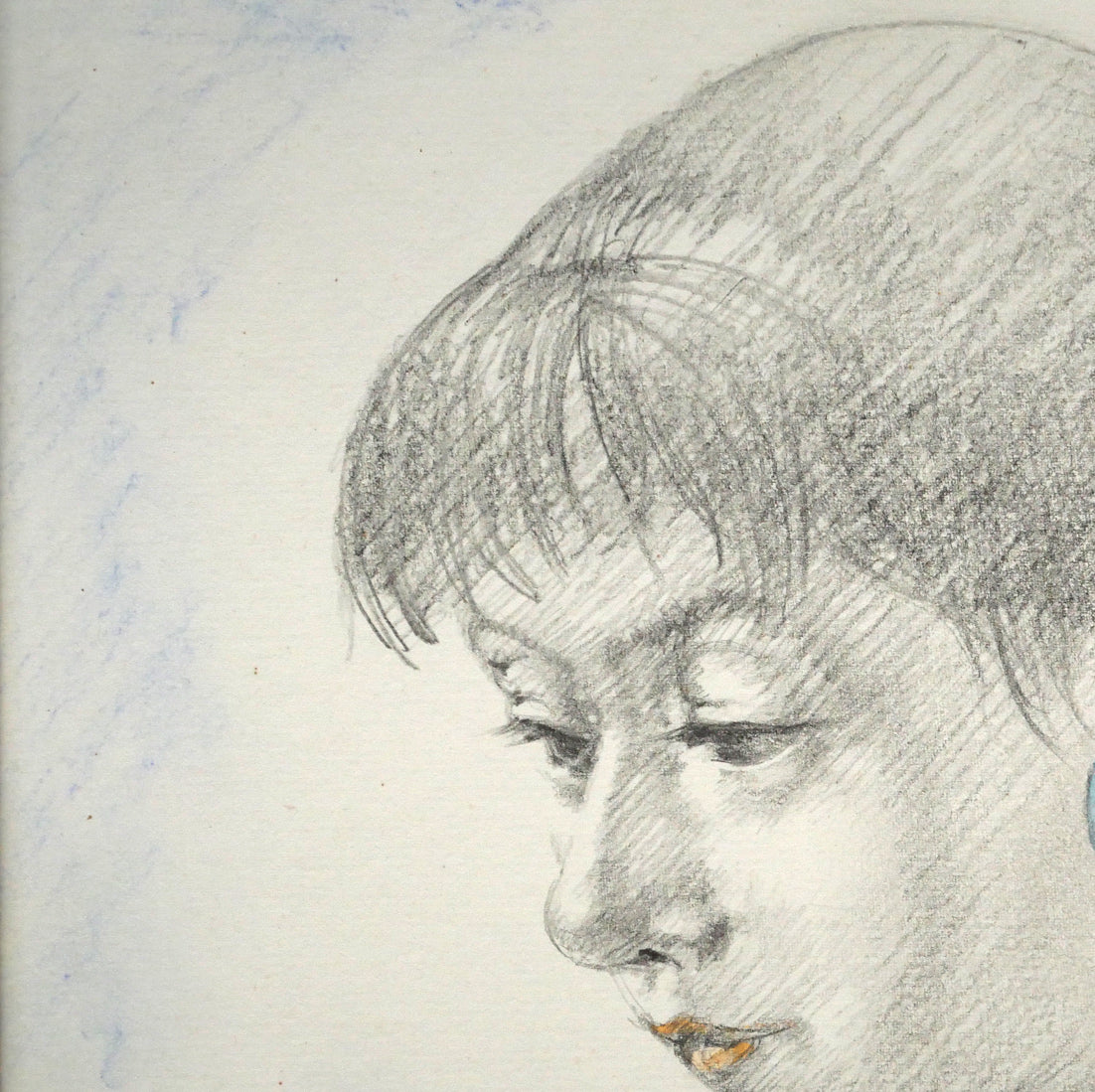 松樹路人「翡翠」水彩画・パステル併用・色紙額装　拡大画像1