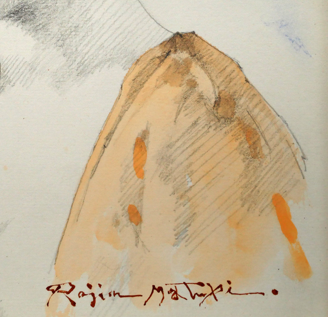 松樹路人「翡翠」水彩画・パステル併用・色紙額装　拡大画像5