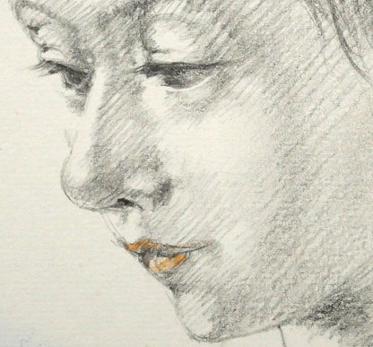 松樹路人「翡翠」水彩画・パステル併用・色紙額装　拡大画像2