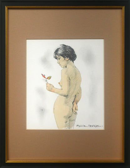 松樹路人「立像（裸婦）」水彩画・2号
